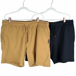2 Pairs Bear Bottom Sweat Shorts Mens XXL x 7" Inseam Tan Black Drawstring